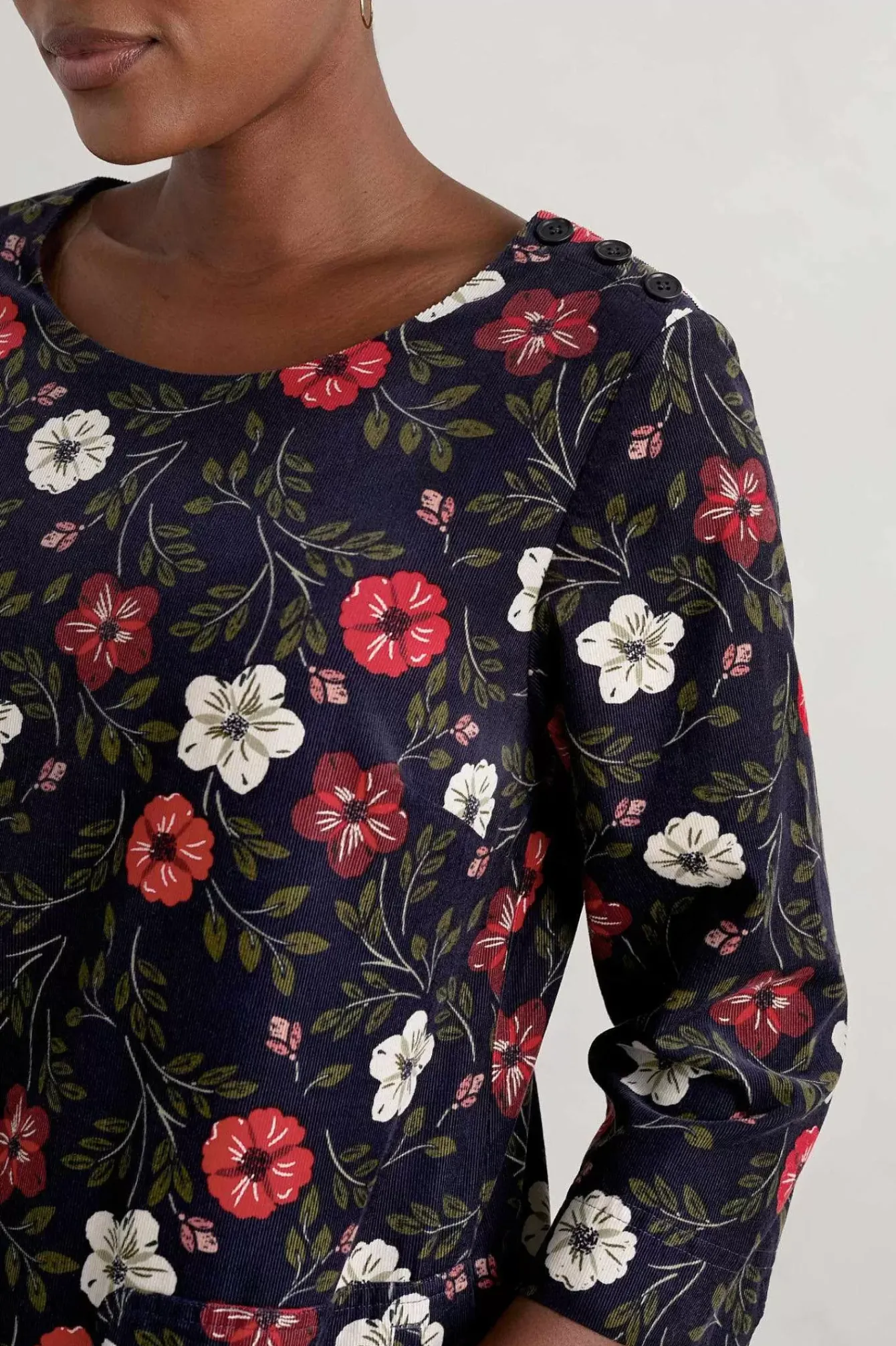 Seasalt Cornwall Tunics<Port Gaverne Needlecord Tunic Floral Cascade Maritime