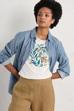 Seasalt Cornwall Tops<Printing Ink Organic Cotton T-Shirt Painted Kelp Chalk