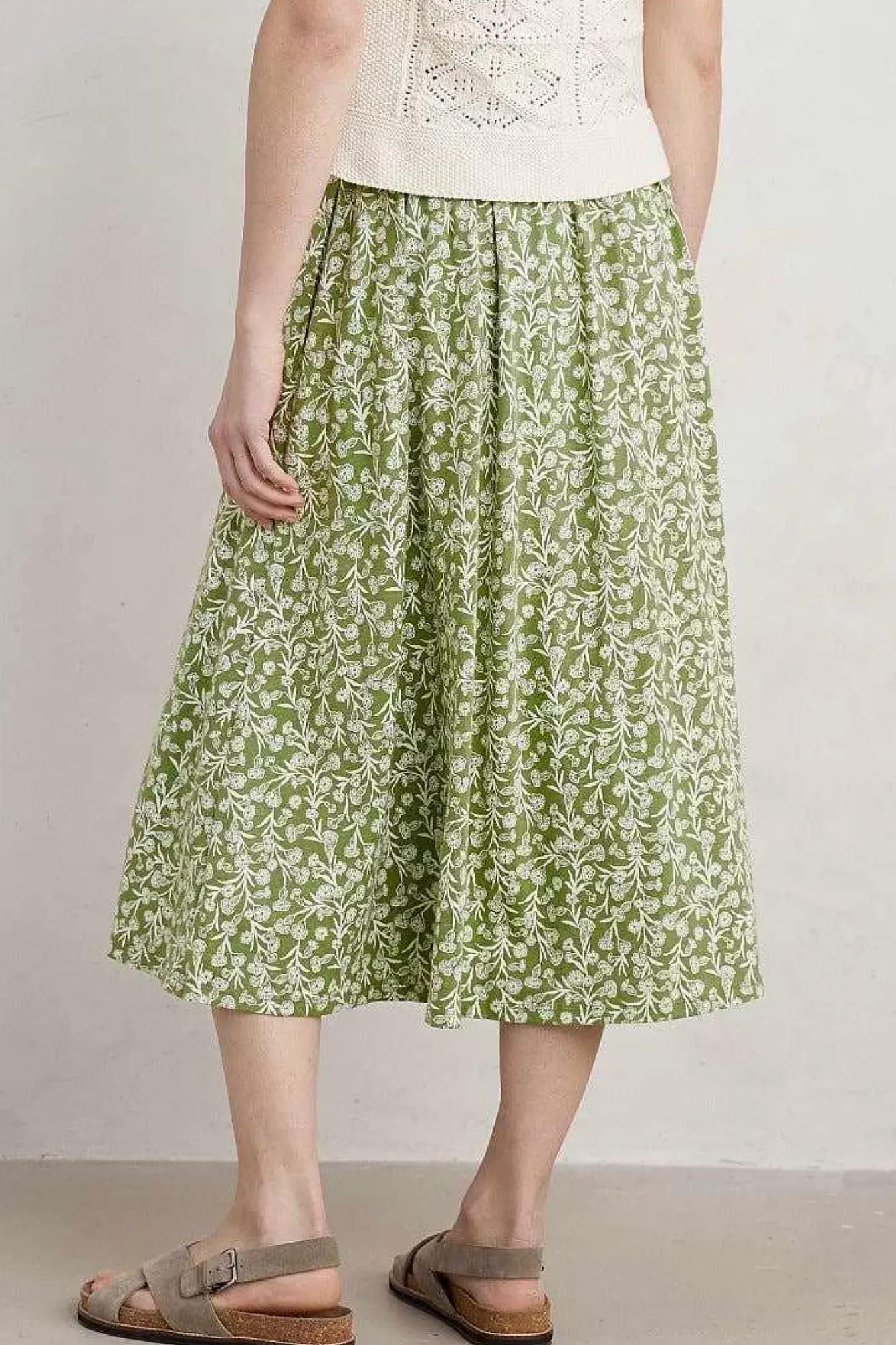 Seasalt Cornwall Skirts<Ready Sail Printed Jersey Midi Skirt Campion Vines Dill