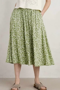 Seasalt Cornwall Skirts<Ready Sail Printed Jersey Midi Skirt Campion Vines Dill