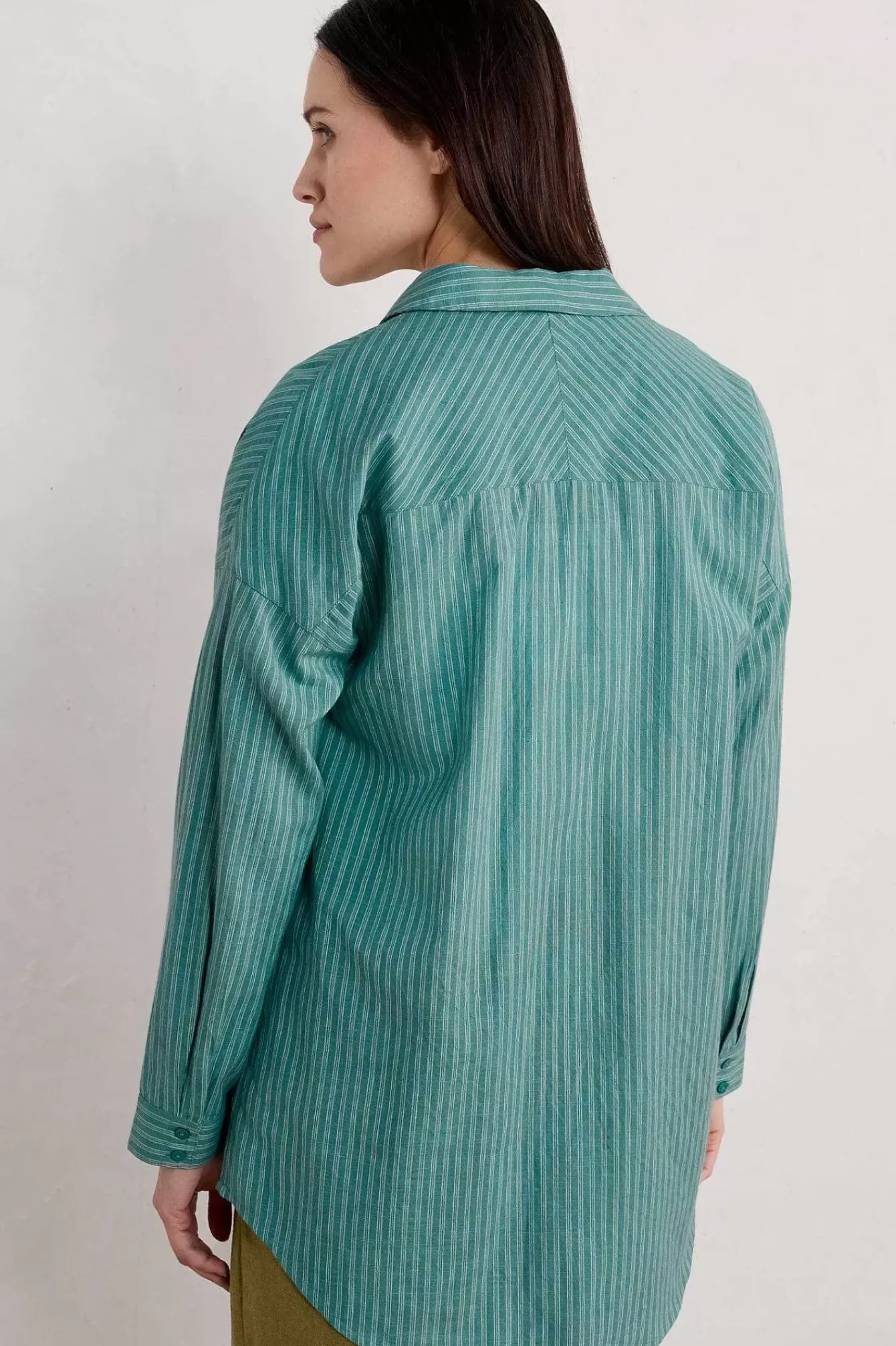 Seasalt Cornwall Tops<Rising Cotton Shirt Jibe Watercress Chalk