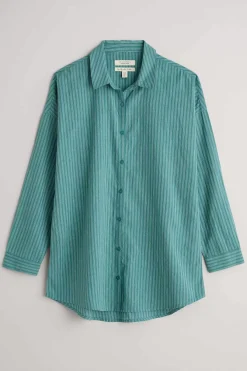 Seasalt Cornwall Tops<Rising Cotton Shirt Jibe Watercress Chalk