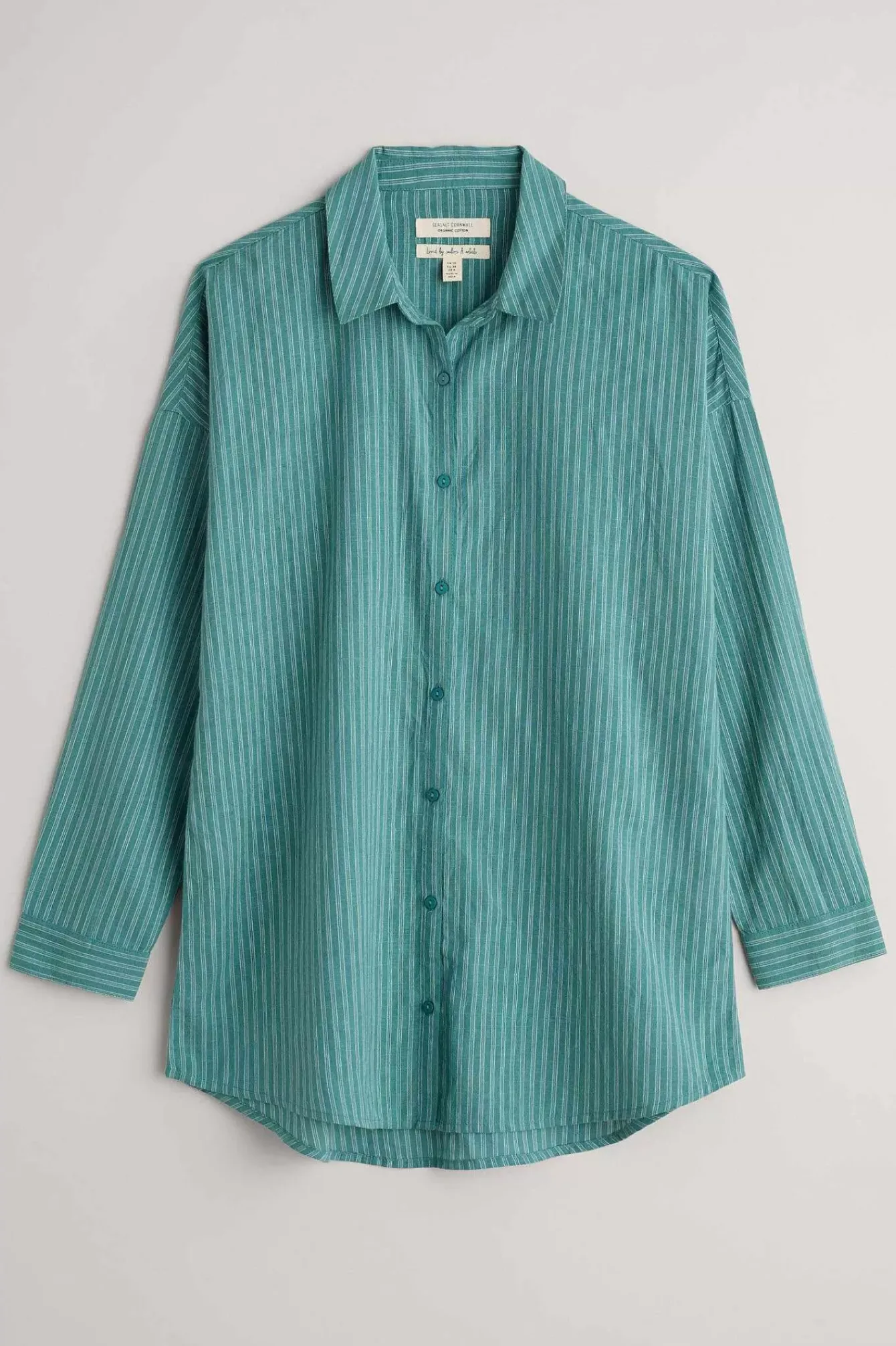 Seasalt Cornwall Tops<Rising Cotton Shirt Jibe Watercress Chalk