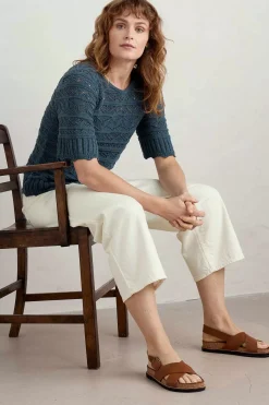 Seasalt Cornwall Knitwear<River Cross Pointelle Knit Top Light Squid