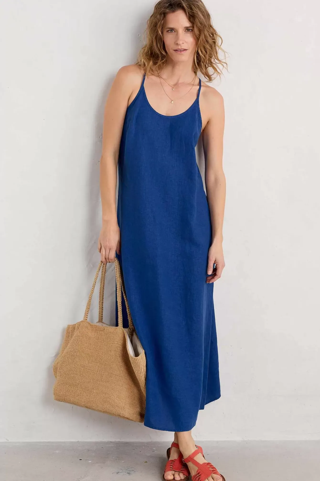 Seasalt Cornwall Dresses<River Fowey Sleeveless Linen Dress Bright Marine