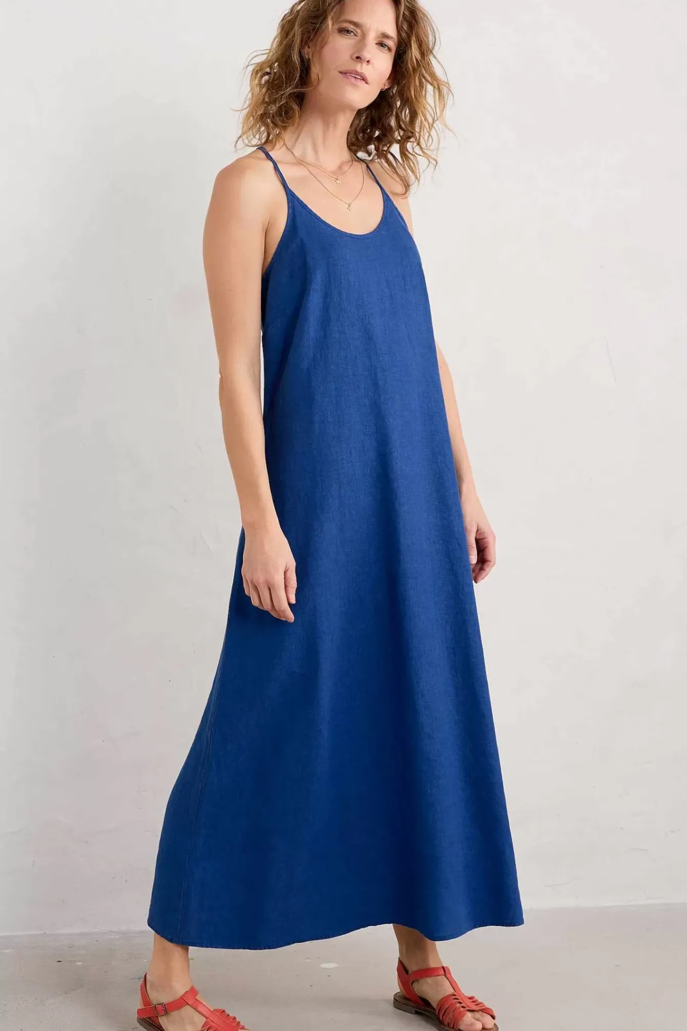 Seasalt Cornwall Dresses<River Fowey Sleeveless Linen Dress Bright Marine