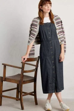 Seasalt Cornwall Dresses<River Rock Midi Pinafore Dress Dark Indigo Wash