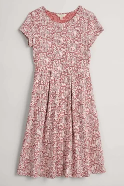Seasalt Cornwall Dresses<Riviera Fit-And-Flare Jersey Dress Sand Ripples Barn Red