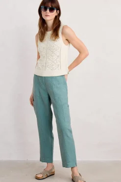 Seasalt Cornwall Trousers & Shorts<Rock Pipit Linen Trousers Watercress