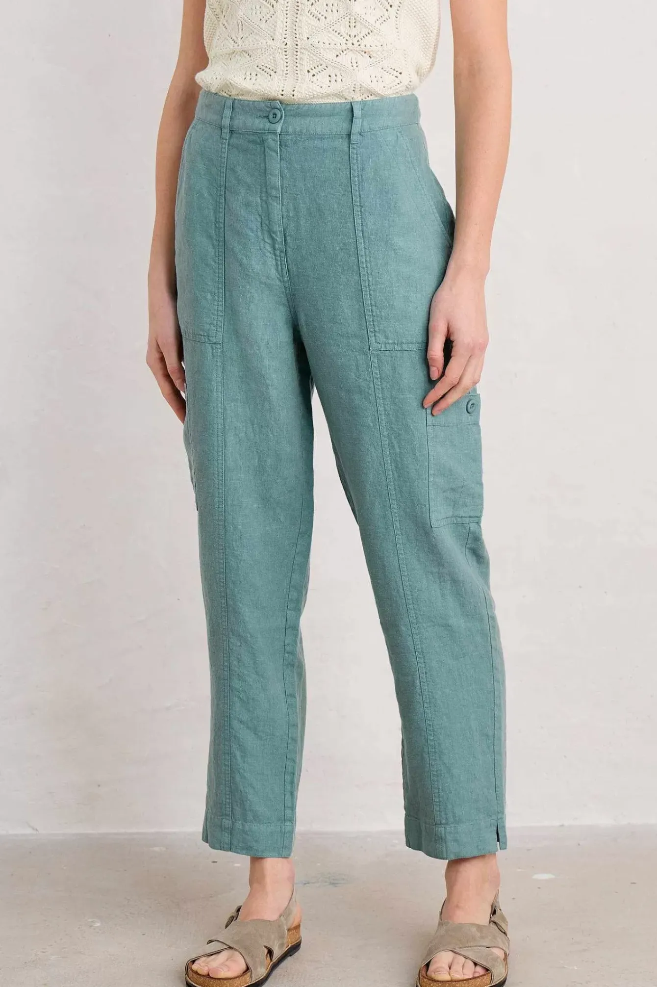 Seasalt Cornwall Trousers & Shorts<Rock Pipit Linen Trousers Watercress