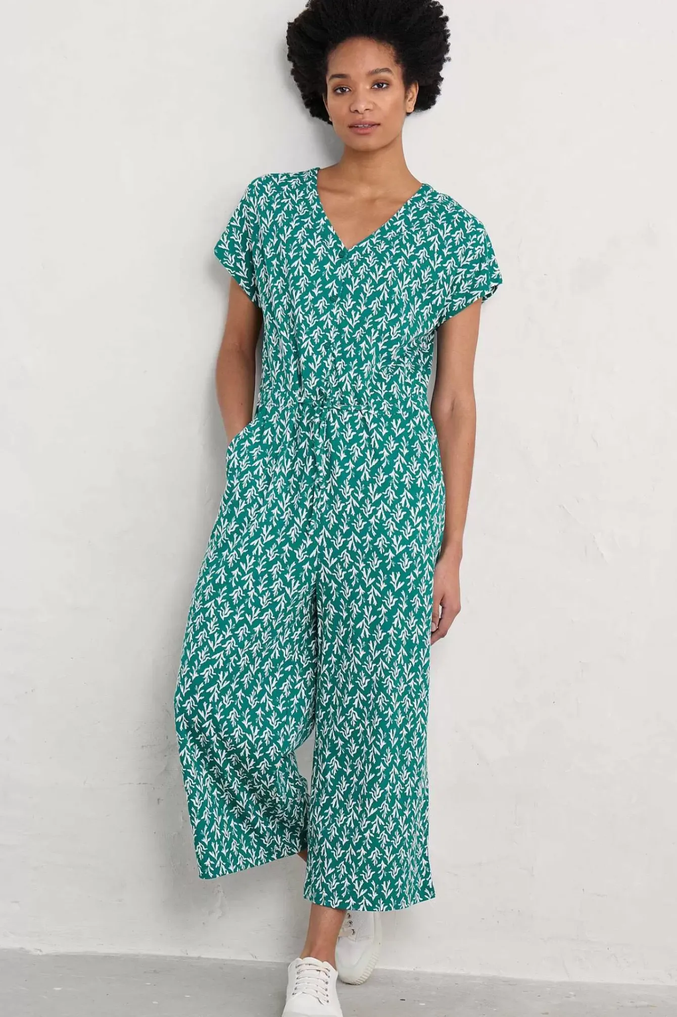 Seasalt Cornwall Dresses<Rose Trellis Wide Leg Jumpsuit Kelp Stamp Helford