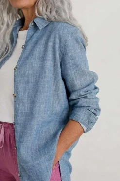 Seasalt Cornwall Tops<Sailmaker Chambray Shirt Mid Wash Sand