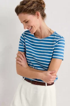 Seasalt Cornwall Tops<Sailor T-Shirt (Gots) Breton Sailboats Chalk