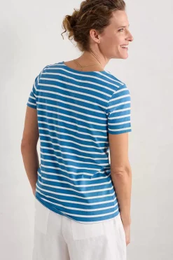 Seasalt Cornwall Tops<Sailor T-Shirt (Gots) Breton Sailboats Chalk