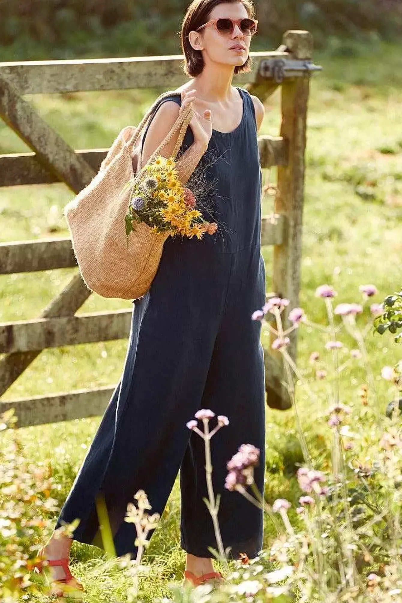 Seasalt Cornwall Trousers & Shorts<Salt Air Linen Jumpsuit Maritime