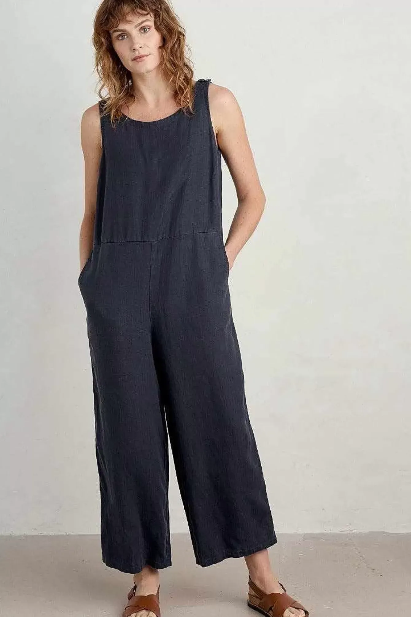 Seasalt Cornwall Trousers & Shorts<Salt Air Linen Jumpsuit Maritime