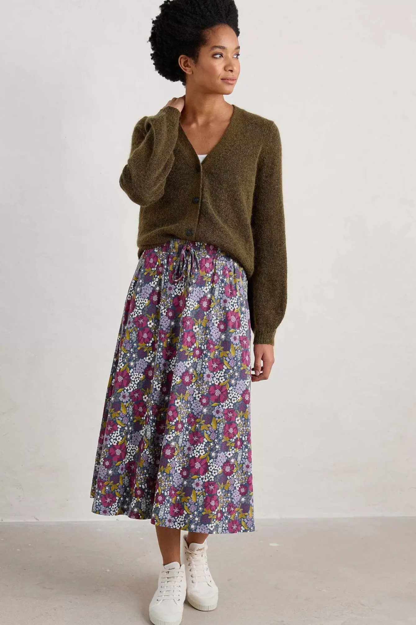 Seasalt Cornwall Skirts<Script Editor Midi Skirt Dense Floral Squall