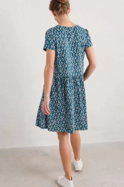 Seasalt Cornwall Dresses<Sea Mirror Jersey Dress With Short Sleeves Kelp Stamp Ocean Drift