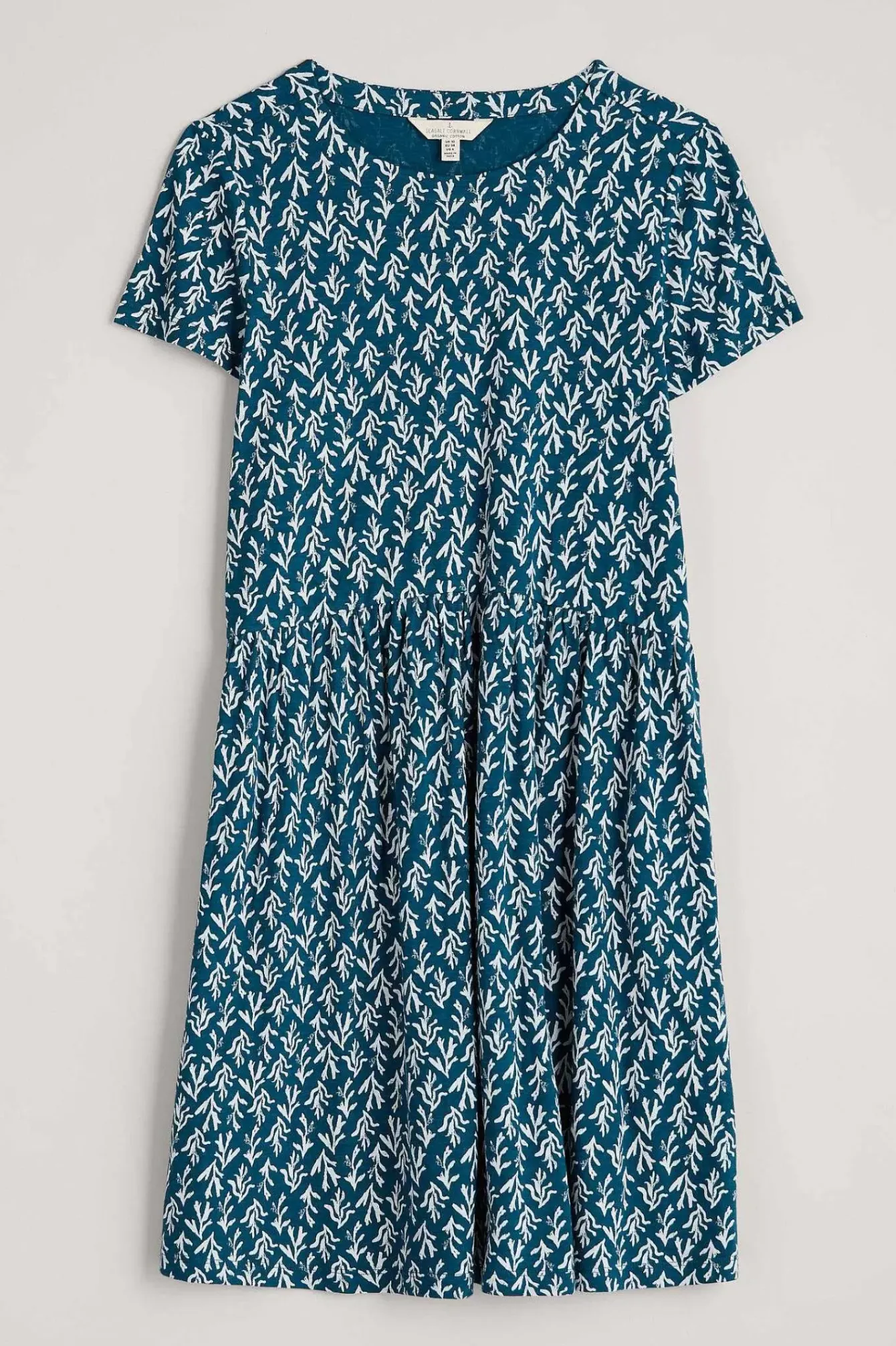 Seasalt Cornwall Dresses<Sea Mirror Jersey Dress With Short Sleeves Kelp Stamp Ocean Drift