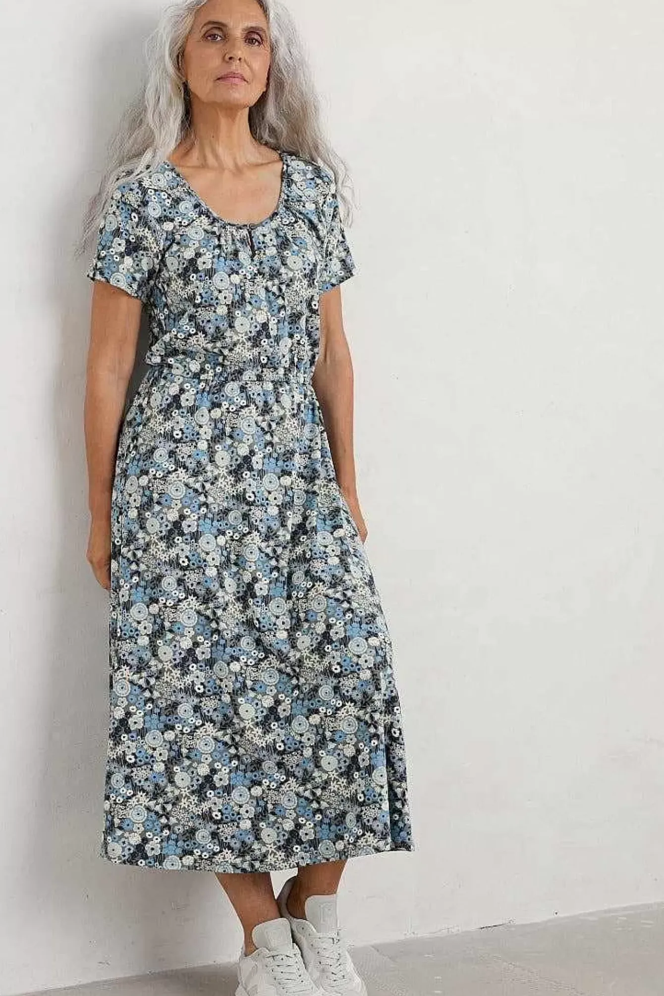 Seasalt Cornwall Dresses<Sea Studio Short Sleeve Dress Companion Border Light Nickel