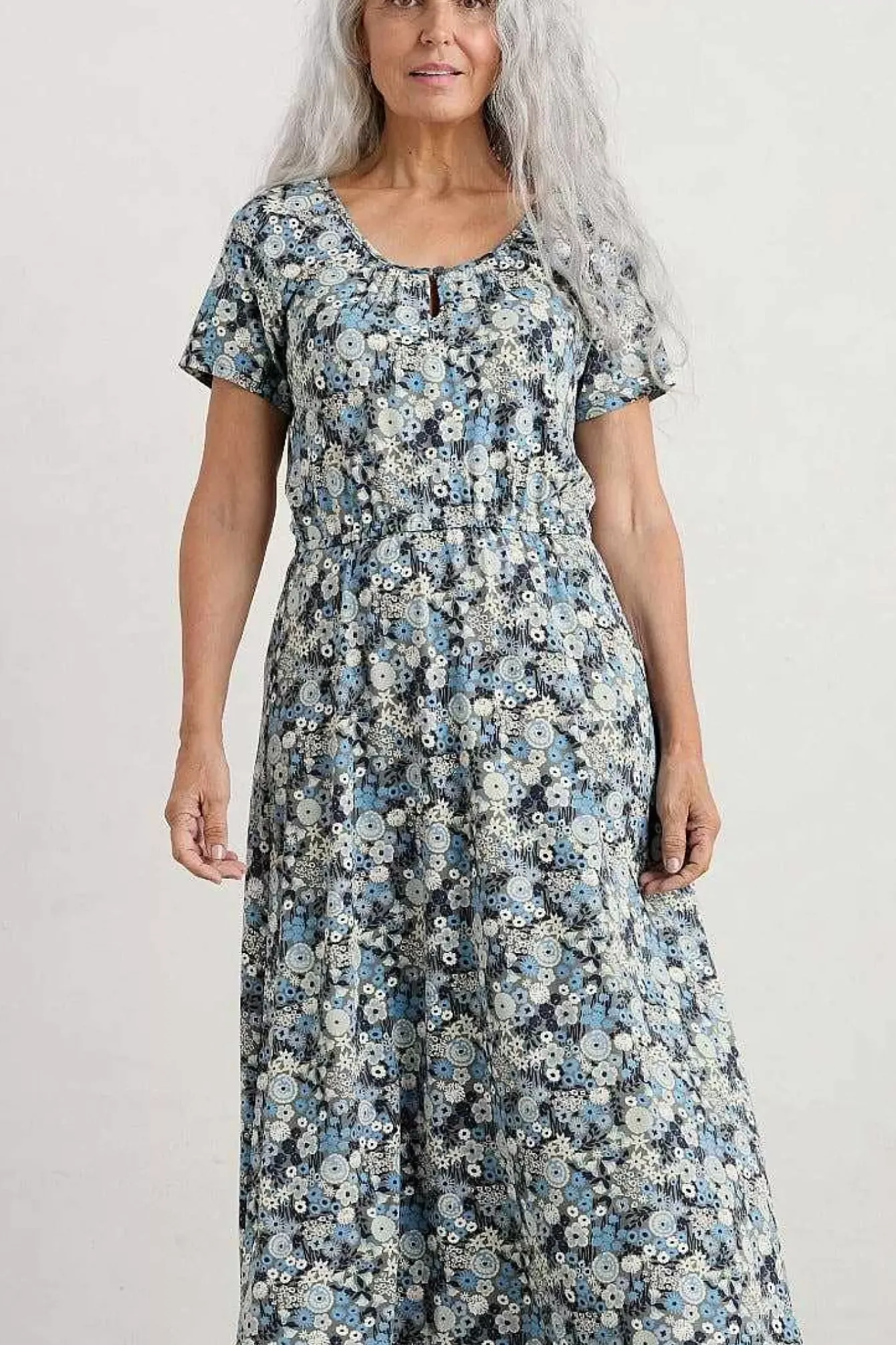 Seasalt Cornwall Dresses<Sea Studio Short Sleeve Dress Companion Border Light Nickel