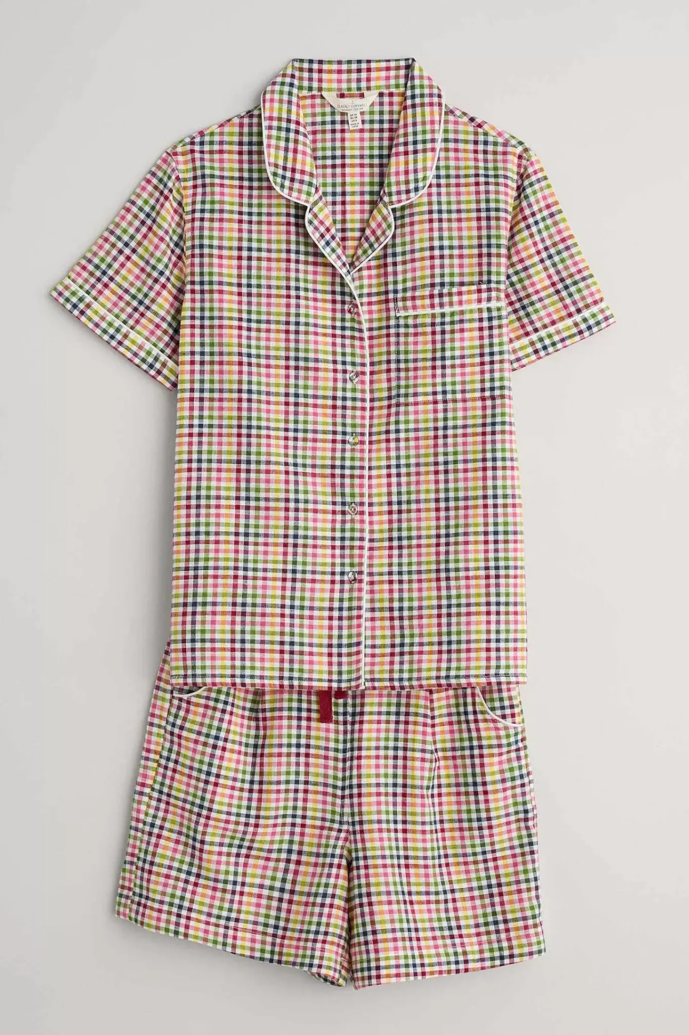 Seasalt Cornwall Nightwear<Senara Checked Summer Pyjamas Quartz Mini Pebble Multi
