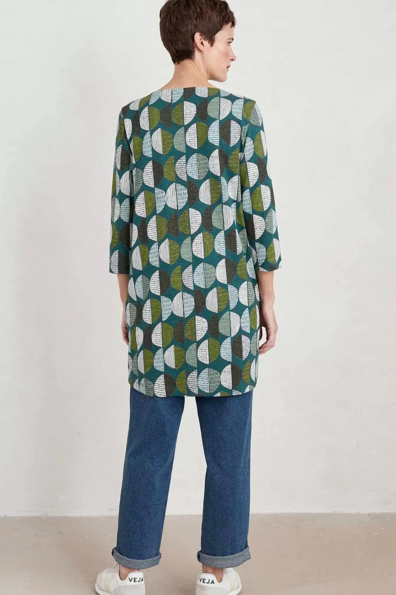 Seasalt Cornwall Tunics<Shore Foraging Printed Tunic (Gots) Circle Markings Seaway