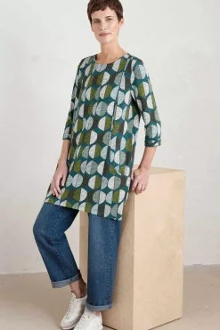 Seasalt Cornwall Tunics<Shore Foraging Printed Tunic (Gots) Circle Markings Seaway