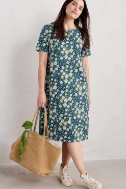 Seasalt Cornwall Dresses<Short-Sleeved Pipers Dress Thrift Bouquet Light Squid