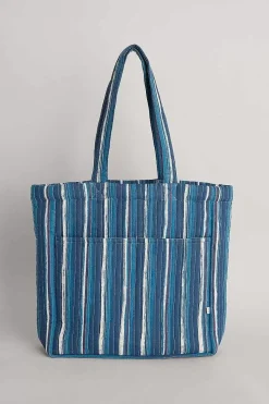 Seasalt Cornwall Bags<Singing Water Quilted Tote Bag River Stripe Dark Voyage