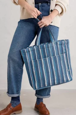 Seasalt Cornwall Bags<Singing Water Quilted Tote Bag River Stripe Dark Voyage