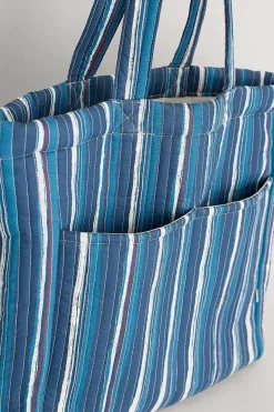 Seasalt Cornwall Bags<Singing Water Quilted Tote Bag River Stripe Dark Voyage