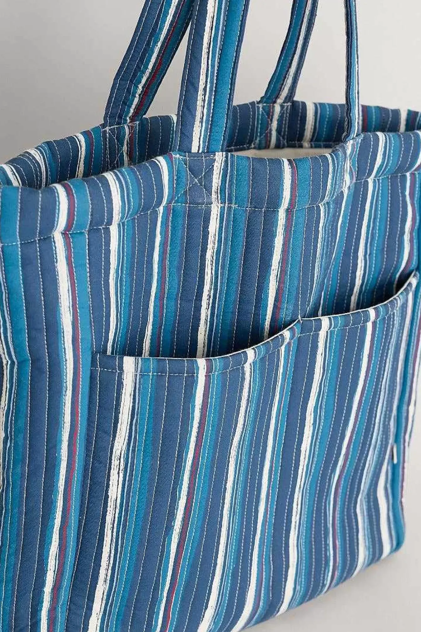 Seasalt Cornwall Bags<Singing Water Quilted Tote Bag River Stripe Dark Voyage