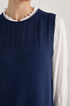 Seasalt Cornwall Knitwear<Smallcombe Organic Cotton Knitted Vest (Gots) Marine