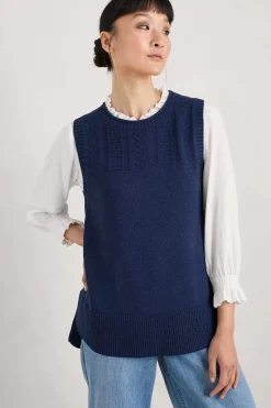 Seasalt Cornwall Knitwear<Smallcombe Organic Cotton Knitted Vest (Gots) Marine