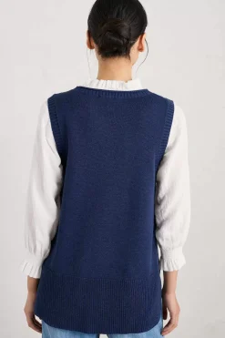 Seasalt Cornwall Knitwear<Smallcombe Organic Cotton Knitted Vest (Gots) Marine