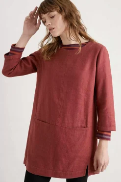 Seasalt Cornwall Tunics<St Agnes Clay Ramie-Blend Tunic Burgundy