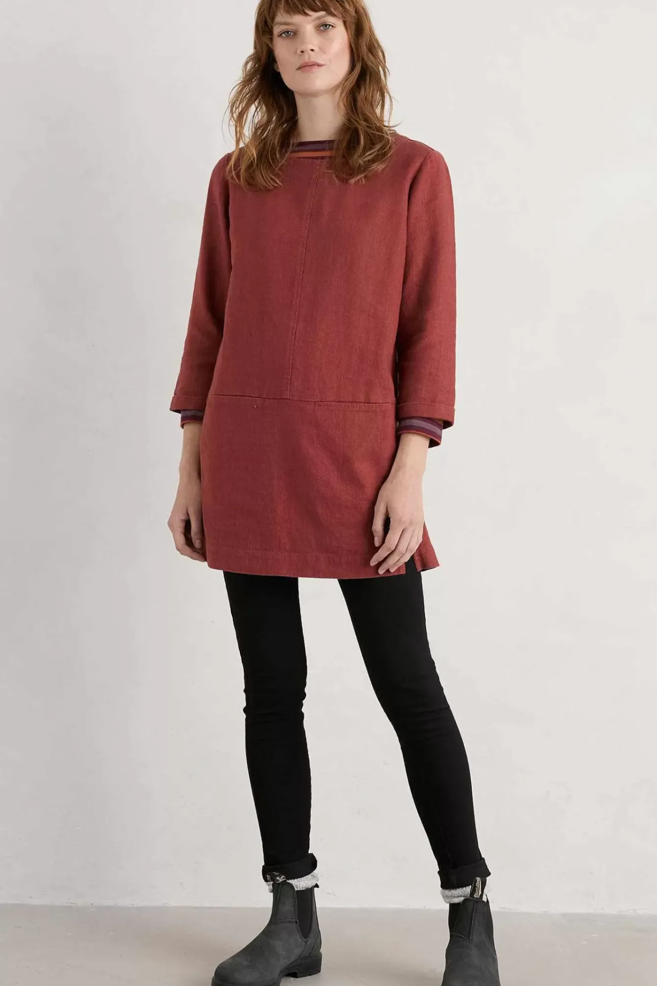 Seasalt Cornwall Tunics<St Agnes Clay Ramie-Blend Tunic Burgundy