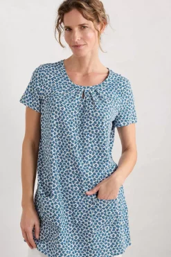 Seasalt Cornwall Tunics<Star Dance Short Sleeve Tunic Seaweed Frond Chalk