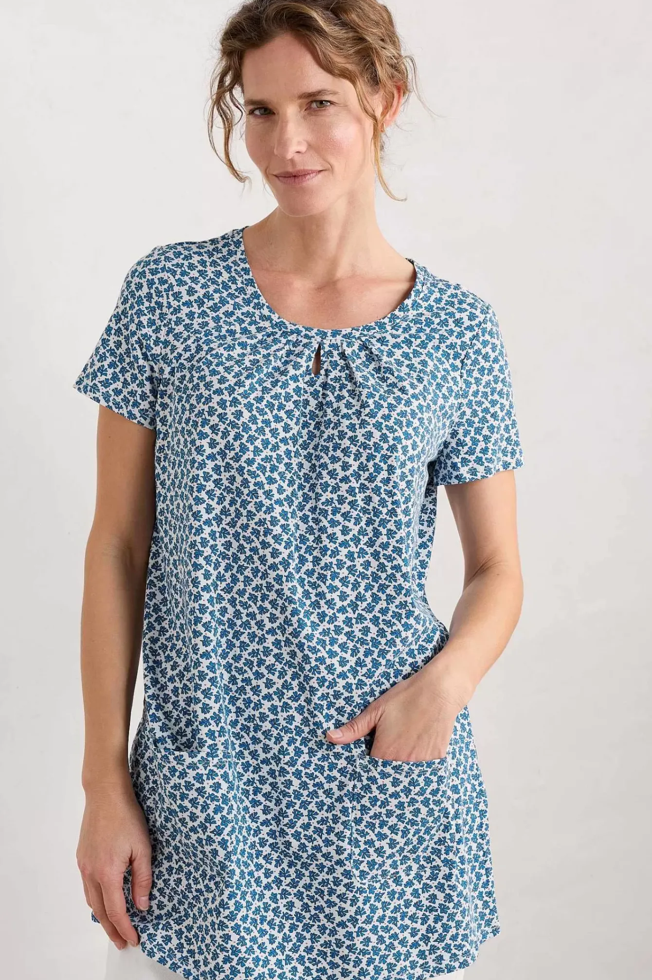Seasalt Cornwall Tunics<Star Dance Short Sleeve Tunic Seaweed Frond Chalk