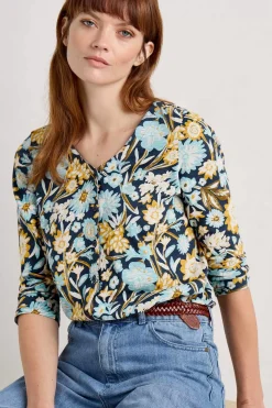 Seasalt Cornwall Tops<Studio Glass 3/4 Sleeve Top Floral Terrain Maritime