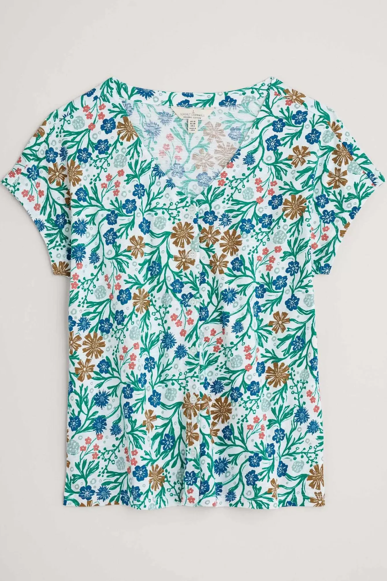 Seasalt Cornwall Tops<Studio Glass V-Neck Jersey Top Creekside Floral Chalk