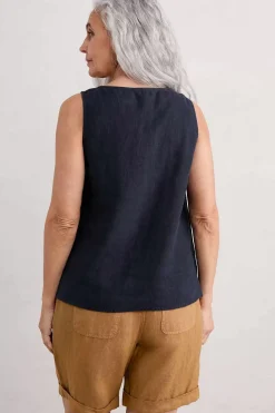 Seasalt Cornwall Tops<Sunlit Seagrass Linen Vest Maritime