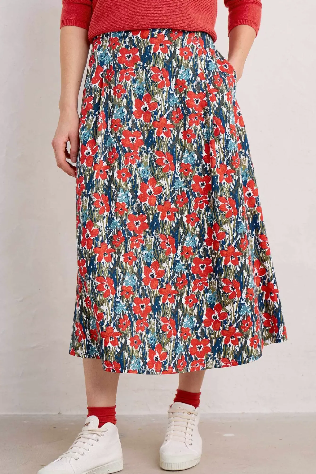 Seasalt Cornwall Skirts<Swallow Hill Printed A-Line Skirt Marsh Marigold Chalk
