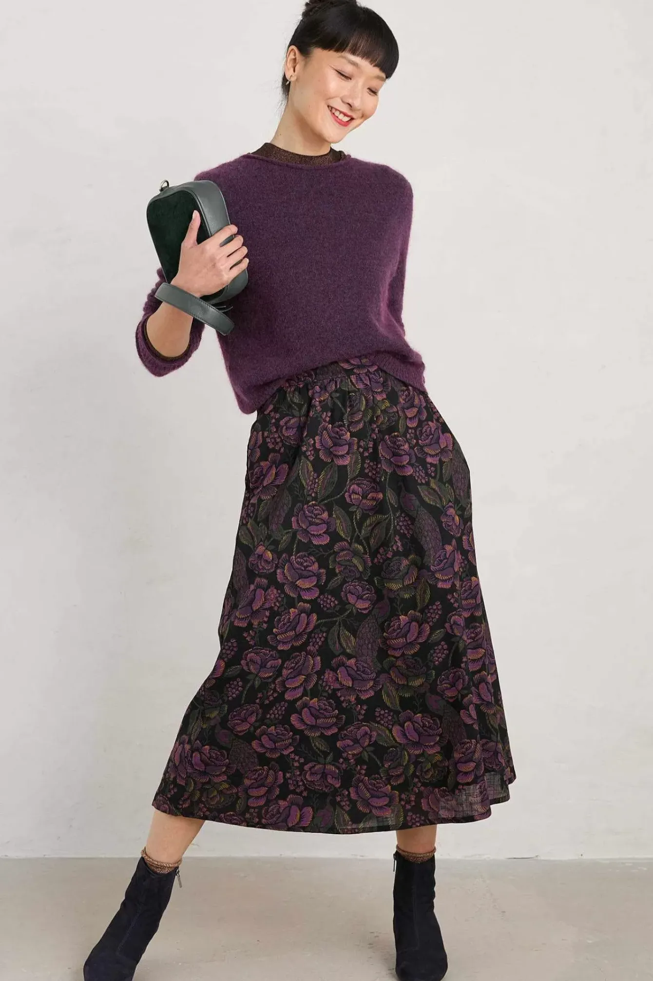 Seasalt Cornwall Skirts<Tawny Owl Midi Skirt Tapestry Bloom Grape