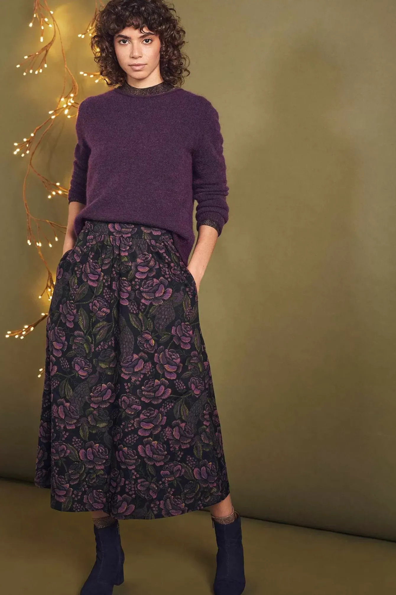 Seasalt Cornwall Skirts<Tawny Owl Midi Skirt Tapestry Bloom Grape