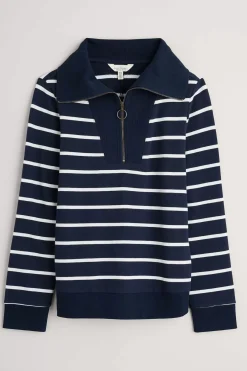 Seasalt Cornwall Tops<Tideline Collared Sweatshirt Amaranthe Maritime Chalk