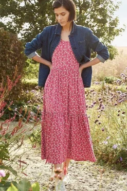 Seasalt Cornwall Dresses<Tor View Short Sleeve Tiered Jersey Dress Campion Vines Rose