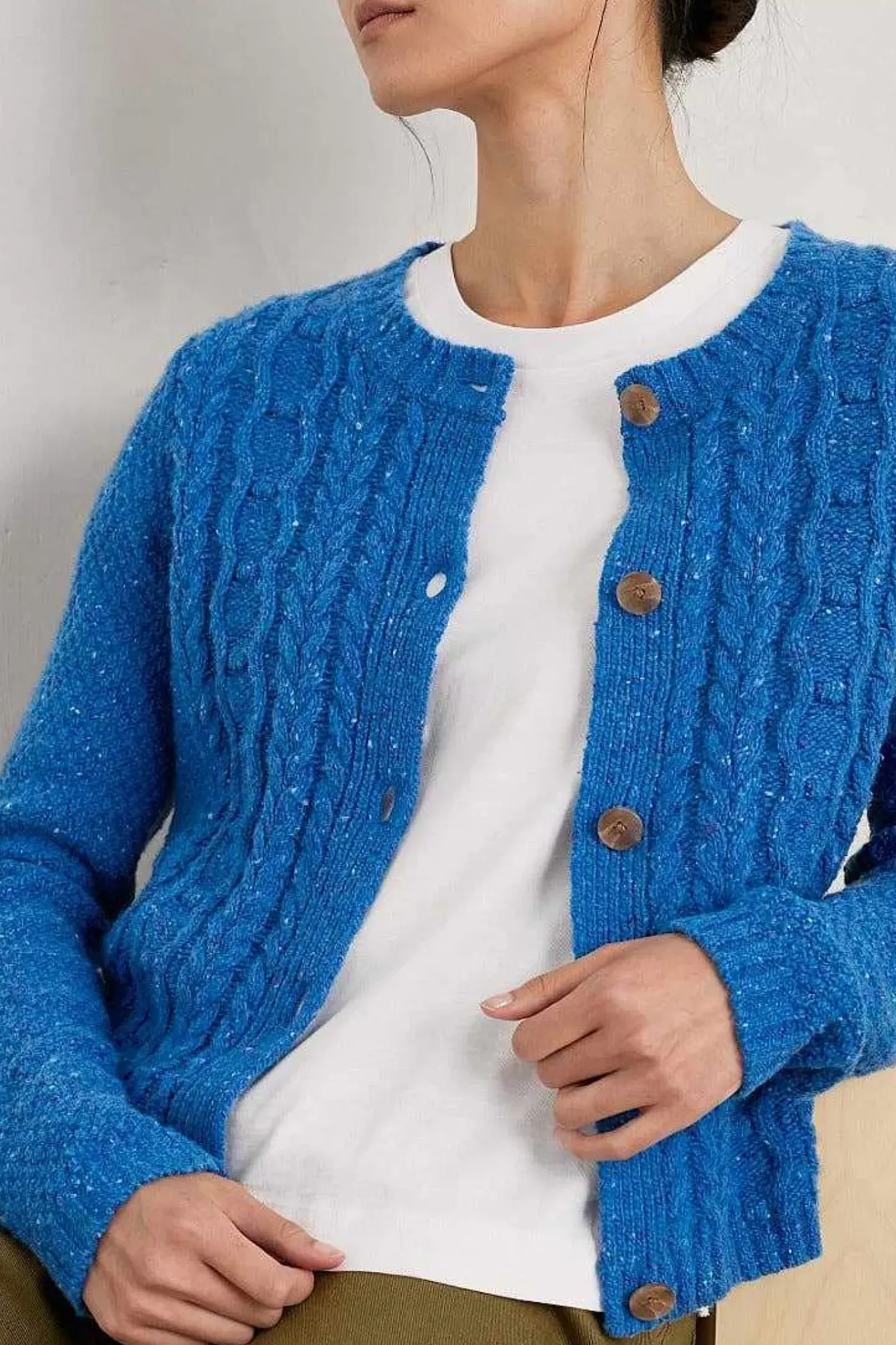 Seasalt Cornwall Knitwear<Tressa Merino Blend Cable Knit Cardigan Waterside