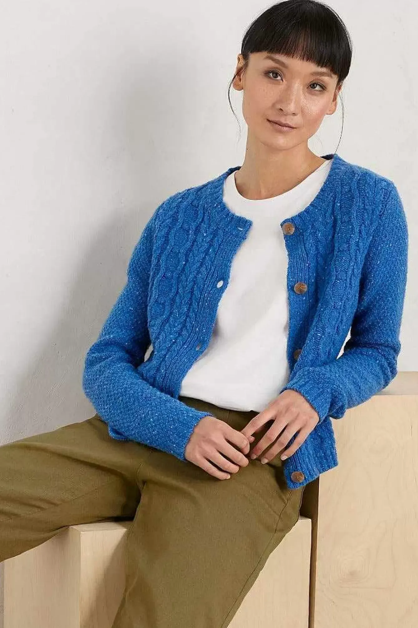 Seasalt Cornwall Knitwear<Tressa Merino Blend Cable Knit Cardigan Waterside